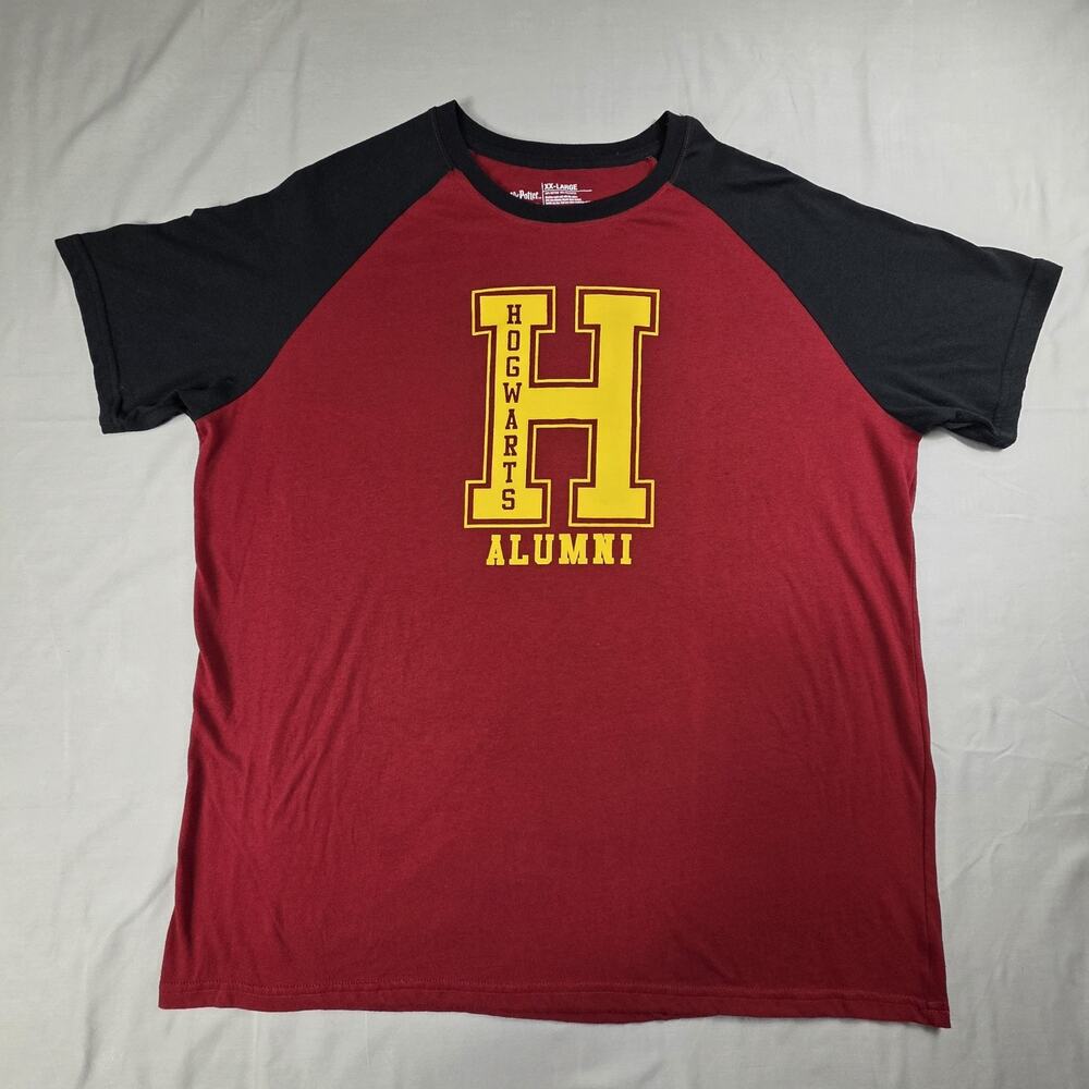 Harry Potter Hogwarts Alumni Shirt Men's XXL Raglan Baseball Tee Burgundy